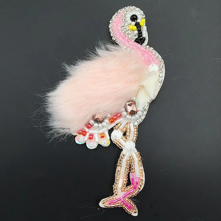 1 шт. Блестящий мех Фламинго патч для одежды шитье Стразы бисерная аппликация для курток джинсы сумки обувь Бисероплетение Аппликация