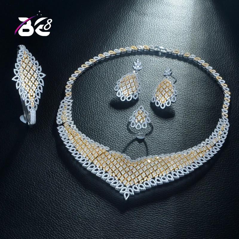 

Be 8 Luxury Choker Big Jewelry Set Paved Cubic Zirconia Waterdrops Hotsale Wedding Bridal CZ Sets Engagement Party S321