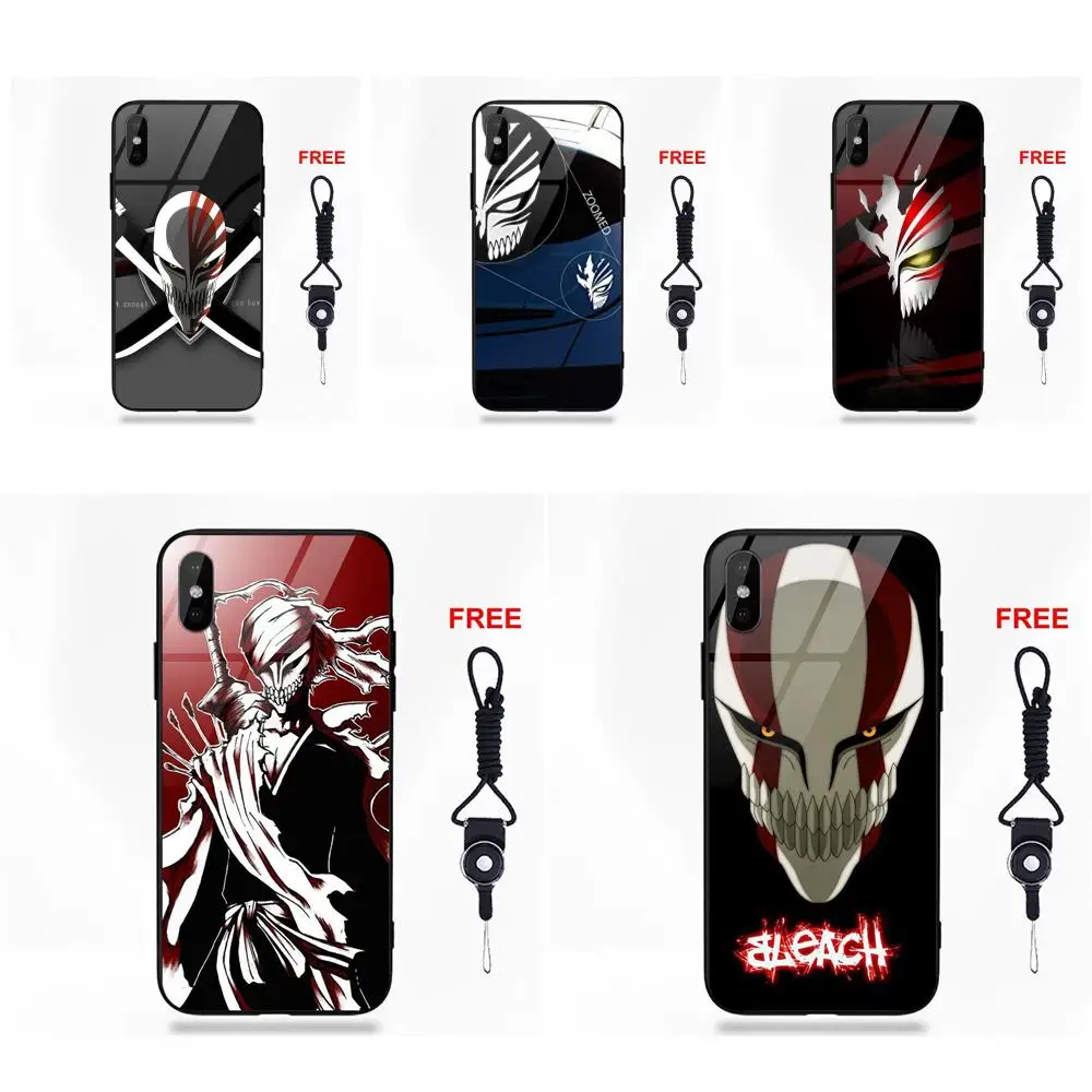 Soft TPU Frame Tempered Glass Art Print Cover Case Anime Bleach Ichigo Mas For Apple iPhone X XS Max XR 5 5C 5S SE 6 6S 7 8 Plus | Мобильные