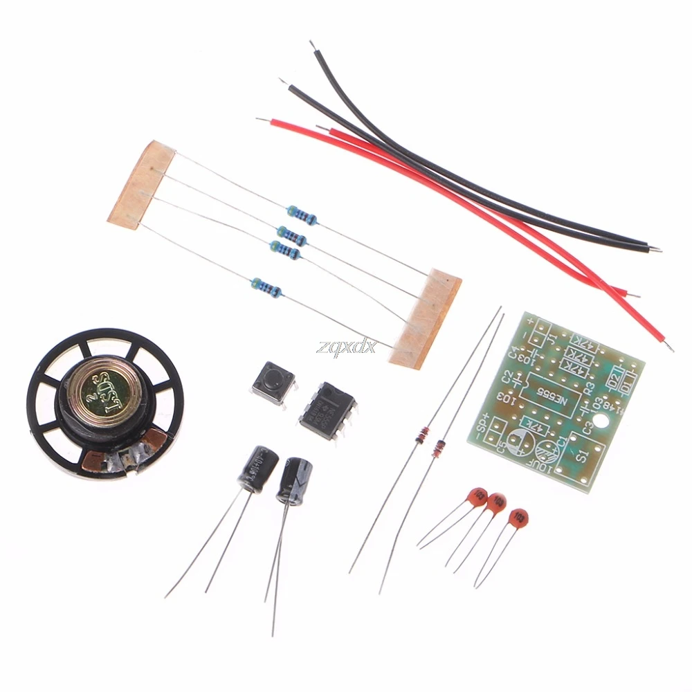 

NE555 Oscillator Buzzer Electronic DIY Tone Generator LED Kit 8R 0.25W Speaker Integrated Circuits July DropShip