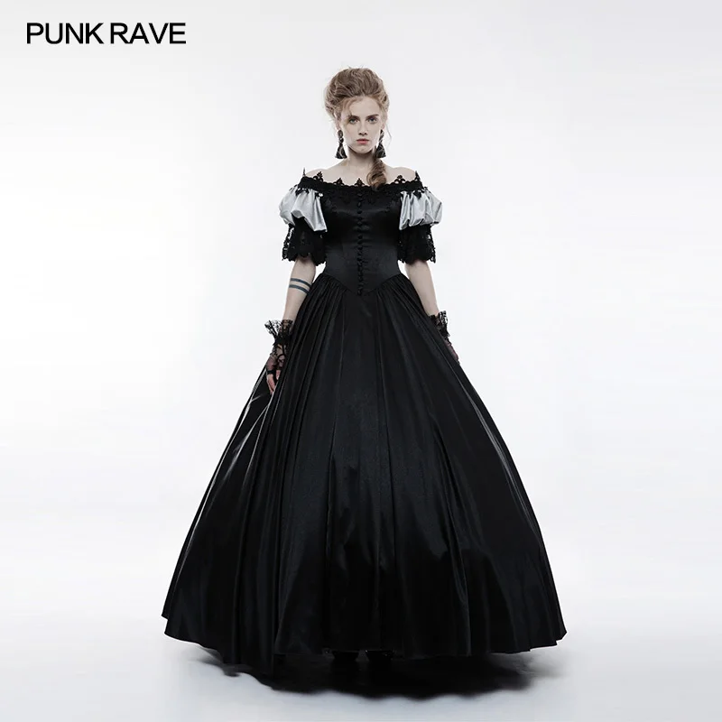 

PUNK RAVE Women Steampunk Vintage Dress Victorian Style Palace Gorgeous Long Dress Feamle Evening Party Lace Formal Dresses