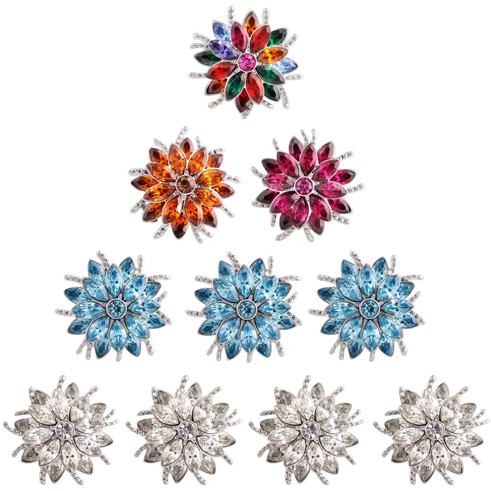 

10pcs/lot wholesale Mix Colorful Partnerbeads Snap Buttons Beads 18mm Bohemia Charm snaps Fit Snap Bracelets&Bangles for women