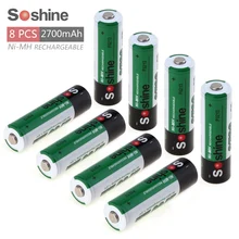 8 шт Soshine 1,2 V AA 2700mAh Ni-MH аккумуляторная батарея с 1000 циклом+ Портативная Батарейная коробка