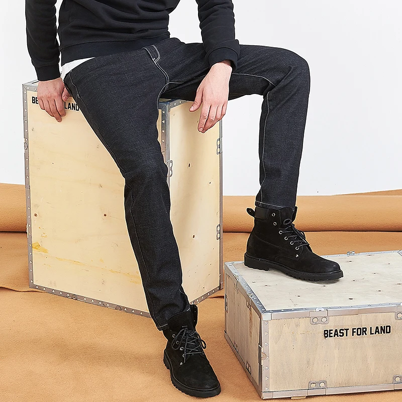 

Pioneer Camp new black jeans men brand clothing solid straight denim pants male top quality stretch denim trousers ANZ803160