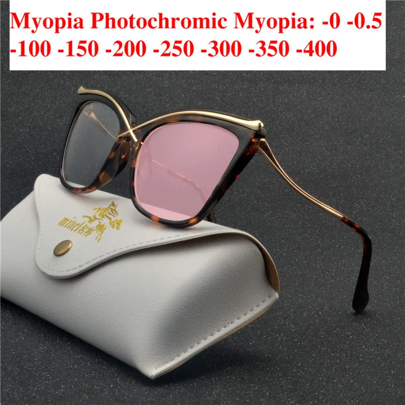 

Myopia Sunglasses Photochromic Finished Men Women Myopia Eyeglasses Frame with color lens Sun glasses Myopia Eyewear -1.0-6.0 NX