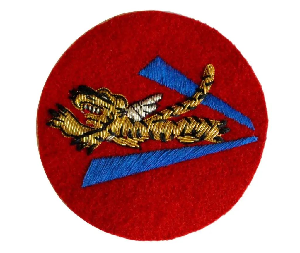 

Roaring tiger design hand made bullion wire embroidery badge, red color~~~~