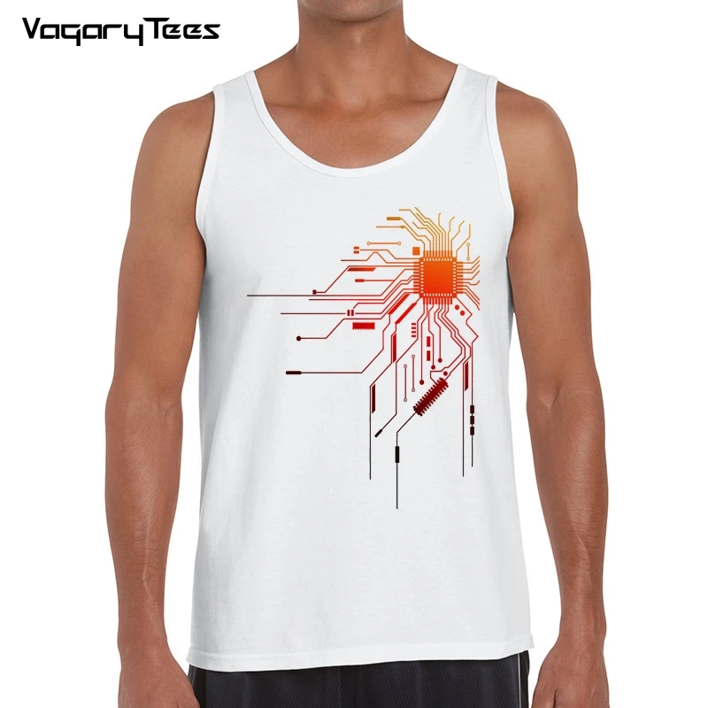 

2019 Computer CPU Core Heart Tank-top Men's GEEK Nerd Freak Hacker PC Gamer Tops Summer tank top vest Asian Size