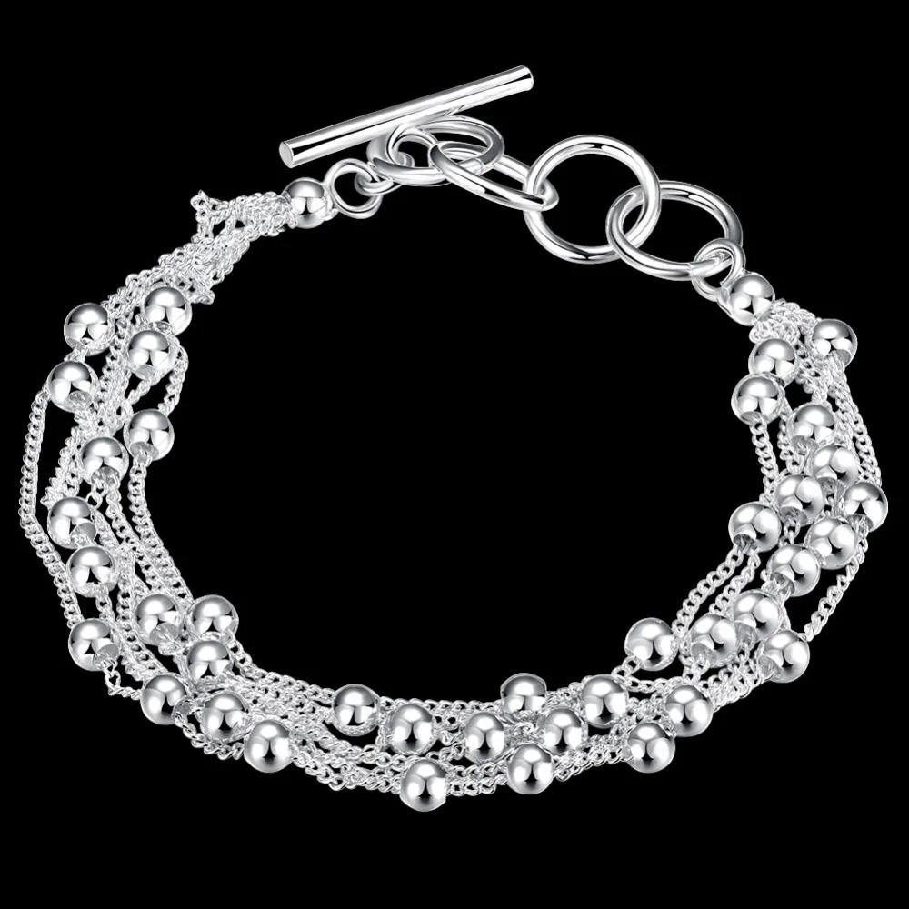 

Free shipping,925 silver jewelry Bracelet ,Five-wire light bead bracelets, fashion jewelry Bracelet wholesale price!