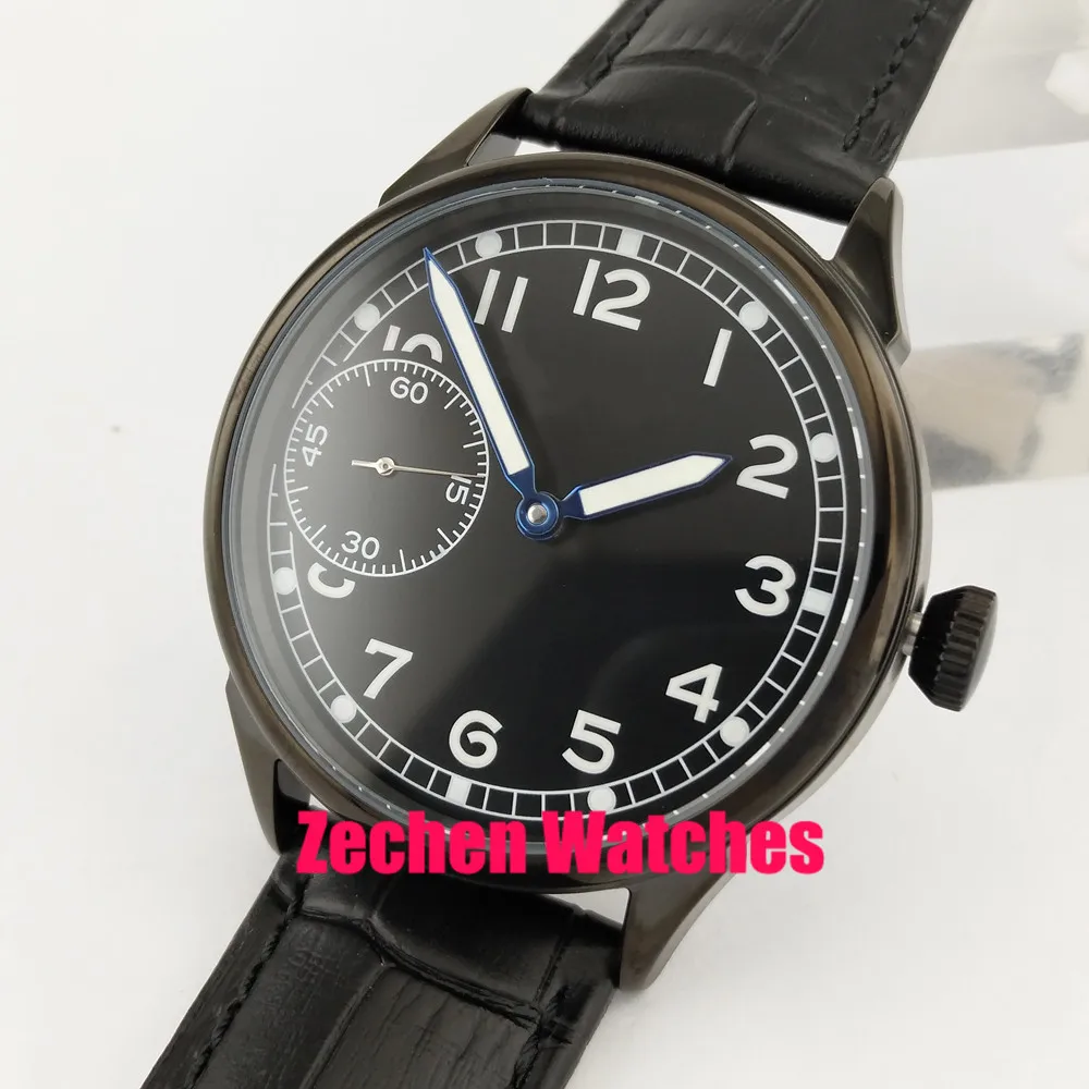

42mm mens watch Sterile Black Dial Hand-winding Mechanical Mens Wristwatches Goutent/