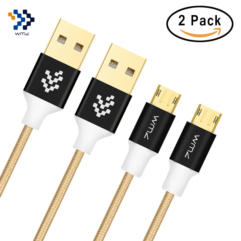 

2 Pack WMZ Reversible Micro USB Cable Fast Charge USB Data Cables USB Charger Cable Mobile Phone Cables For Samsung S7 Xiaomi 4
