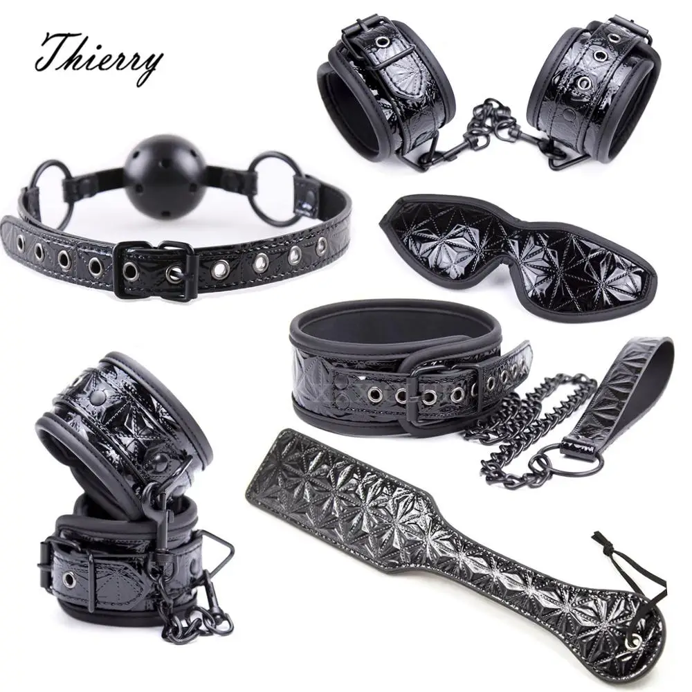 Набор для бондажа tierry Crimson/black повязка на глаза кляп ошейник наручники и манжеты
