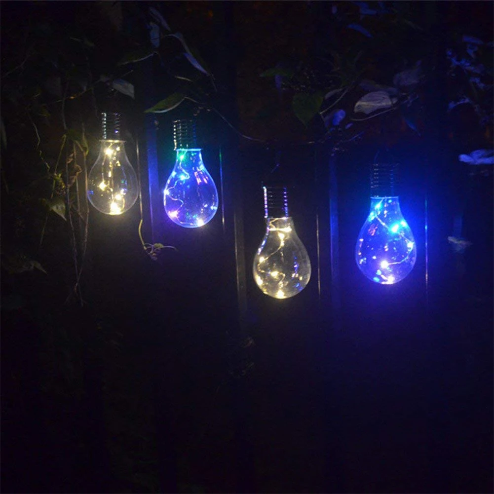 

Warm white/Colorful Solar Light Bulb Solar Powered LED Hanging Lamp with Light Sensor Bulb Lawn Lamp for Outdoor Garden Camping