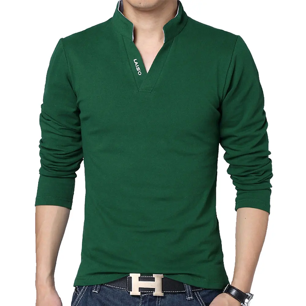 Высококачественная брендовая мужская рубашка поло, облегающие тёплые рубашки поло с коротким рукавом и стоячим воротником, рубашка Camisa Polo Grande XXXL 4XL 5XL - Цвет: Long Green