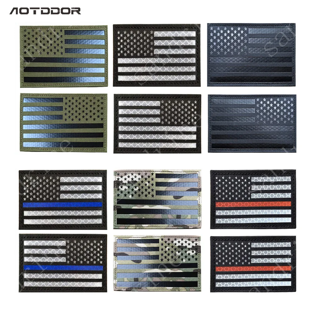 Флаг США ИК светоотражающая военная армия тактический боевой вышивка заплатка для одежды эмблема Аппликации, бейджи