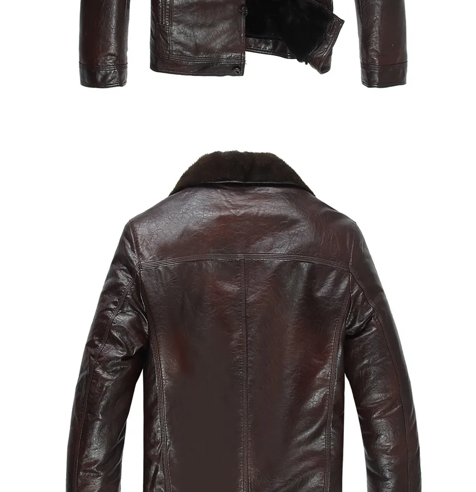 Лидер продаж Модные мужские пальто куртка из искусственной кожи Модная норка меховой воротник кожаные куртки мужские высокого качества