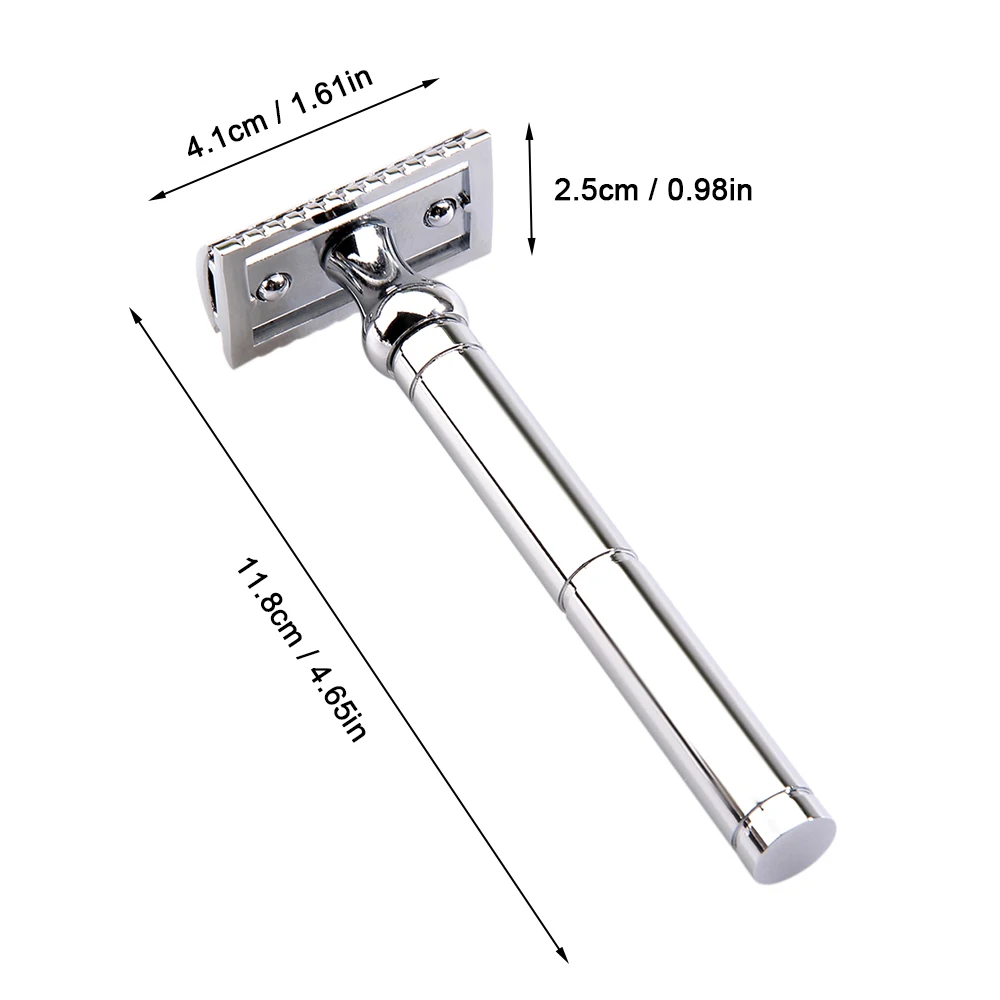 Бритва с двумя концами, металлический триммер для мужчин, традиционная Бритва для бороды, бритва с длинной ручкой, безопасная бритва для волос, серебристый бритвенный инструмент для бороды