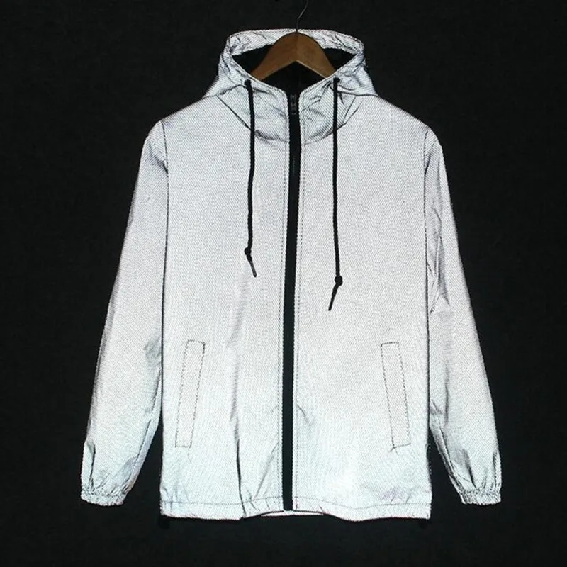 

Luminous jacket Spring mens reflective thin hooded jacket fashion men Sun protection coat Couple Windbreaker baseball outerwear