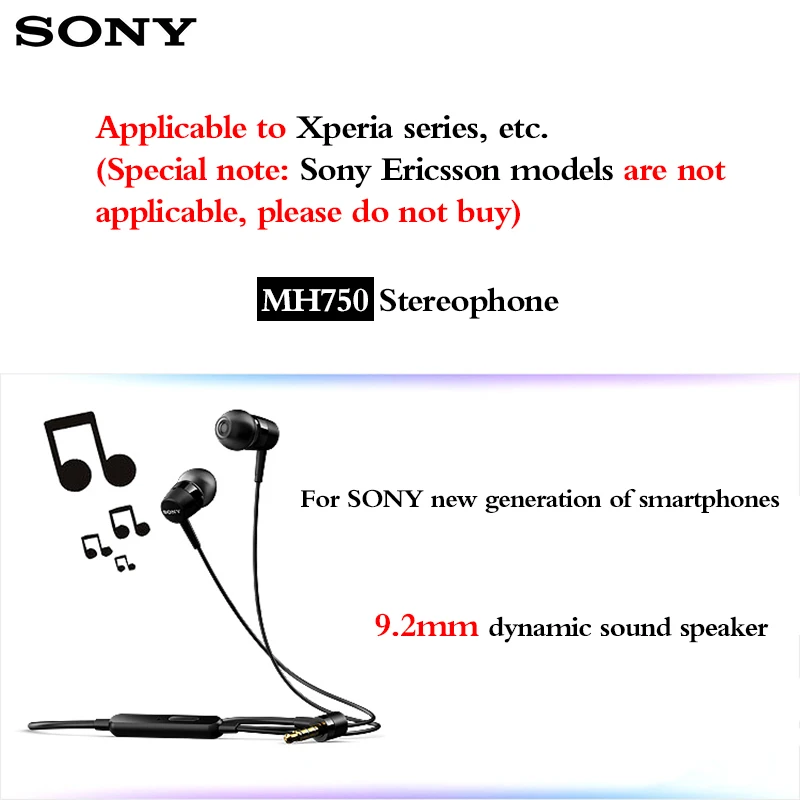 Оригинальный sony MH750 3 5 мм стереофон Xperia серии наушники для Z 1 2 LT26i LT22i MT25i ST25i MT27i
