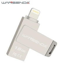 2 pcs/lot Wansenda 3 in 1 OTG USB Flash Drive usb 2.0 Pen drive for iOS 16gb usb flash stick pendrive for iPhone/Android phones