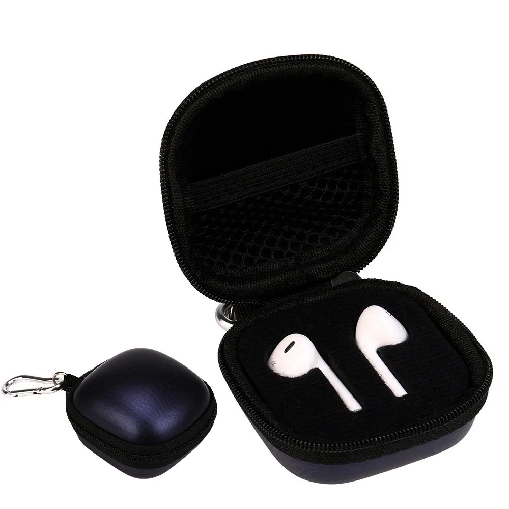 Leather protective case ith Metal carabiner For AirPods Apple Bluetooth Earphone Storage Box Headset Leather Case Keychain