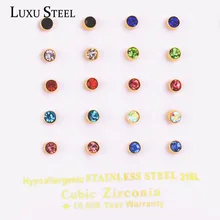 Роскошные стальные серьги-гвоздики из нержавеющей стали, красные, синие серьги с камнем для женщин/девушек, опт, 10 шт., лучшие рождественские украшения