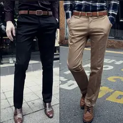 Мода 2019 Лидер продаж Повседневное джентльмен Slim Fit Бизнес Для мужчин s брюки для официального костюма Для мужчин свадебные Брюки для жениха