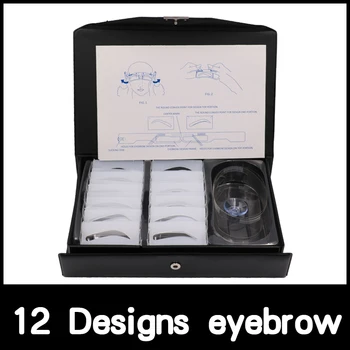 

Free shipping 12 Designs Permanent Makeup Eyebrow Stencil Kits Eyebrow Drawing Band Cosmetic Tattooing Supply Tattoo practice