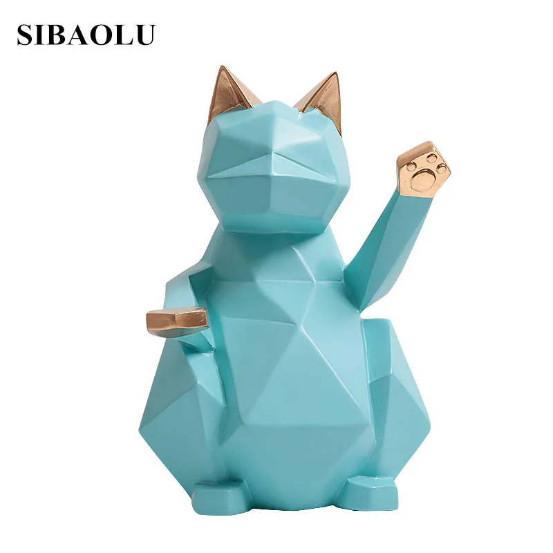 

Modern Abstract Black Lucky Cat Sculpture Geometric Resin Animal Statue Home Decor Gift Craft Ornament Accessories Furnishing