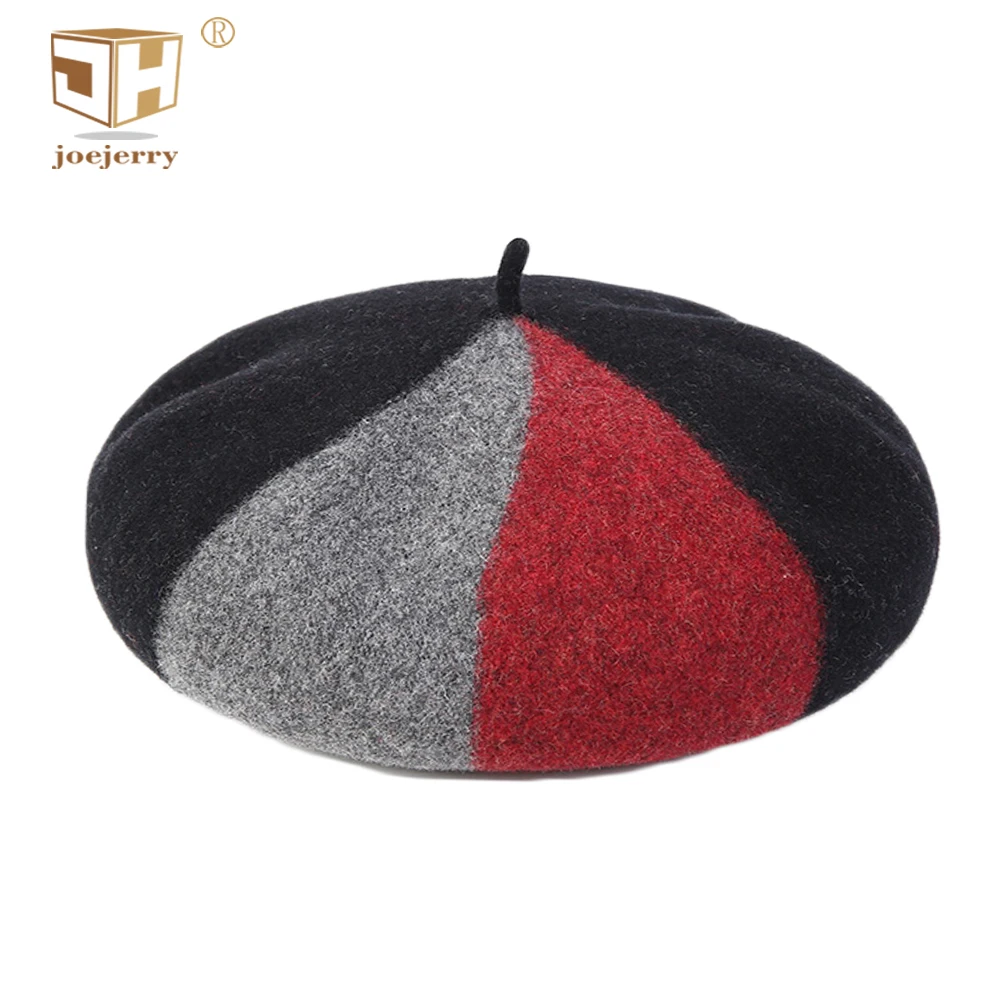 joejerry Colorful French Artist Beret Wool Womens Winter Beret Female