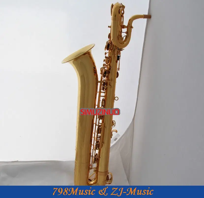 Поддержка Профессиональный с покрытием Золотым Лаком баритон-саксофон Sax High F# W/кожаный чехол