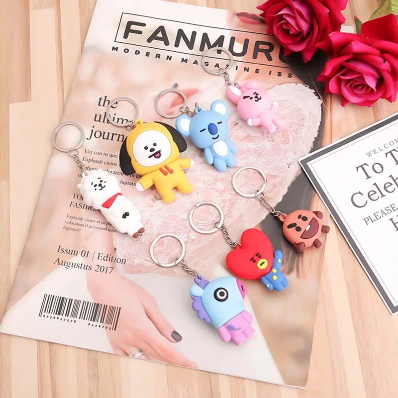 Kpop BTS Cute 3D Keychain Keyring Bangtan Boys Key Holder Bag Pendant