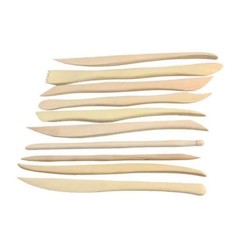 

New 10Pcs Sculpture Knife Pottery Sharpen Modeling Tools Wooden Ceramics Pottery Clay Sets
