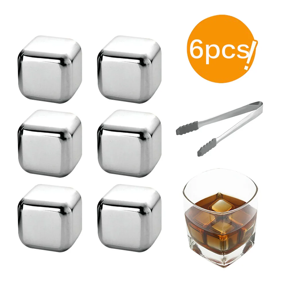 

Reusable Cooling Stones Whiskey Wine Keep Cold Drink Stainless Steel Ice Cubes