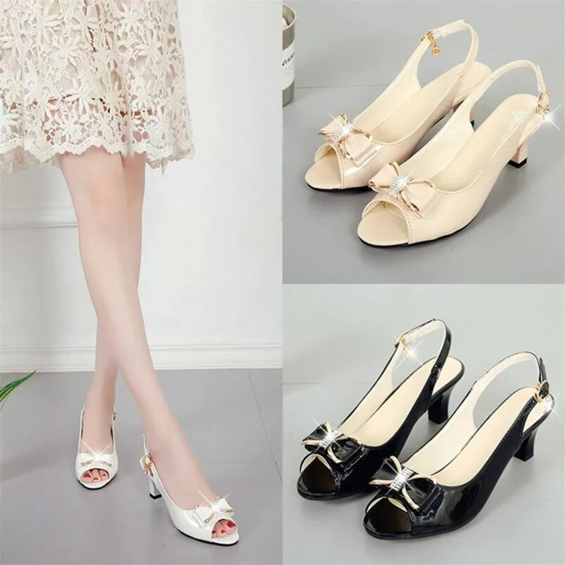 

2019 new sandals female summer stiletto high heel fish mouth shoes sandals bow casual fashion women's sandals