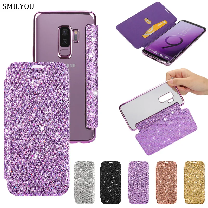 

SMILYOU Colorful Full Cover Flip Case For Samsung Note 8 S7 Edge S9 Case For Samsung Galaxy S9 S8 Plus Shockproof Glitter Case