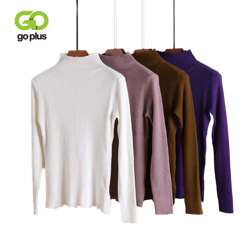 

GOPLUS Autumn Winter Women Pullover Sweater Knitted Long Sleeve Elasticity Casual Sweaters Slim Turtleneck Female Sweaters C6254