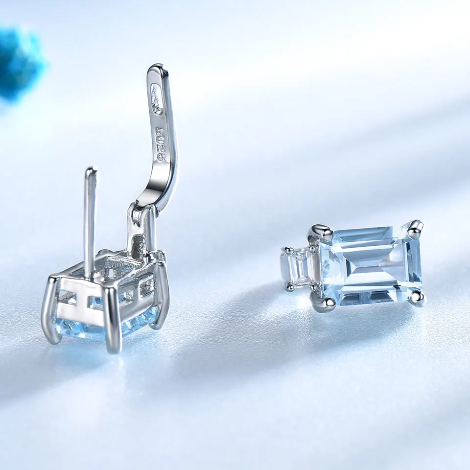 Серьги клипсы женские из серебра 925 пробы с голубым топазом|Серьги-клипсы| |