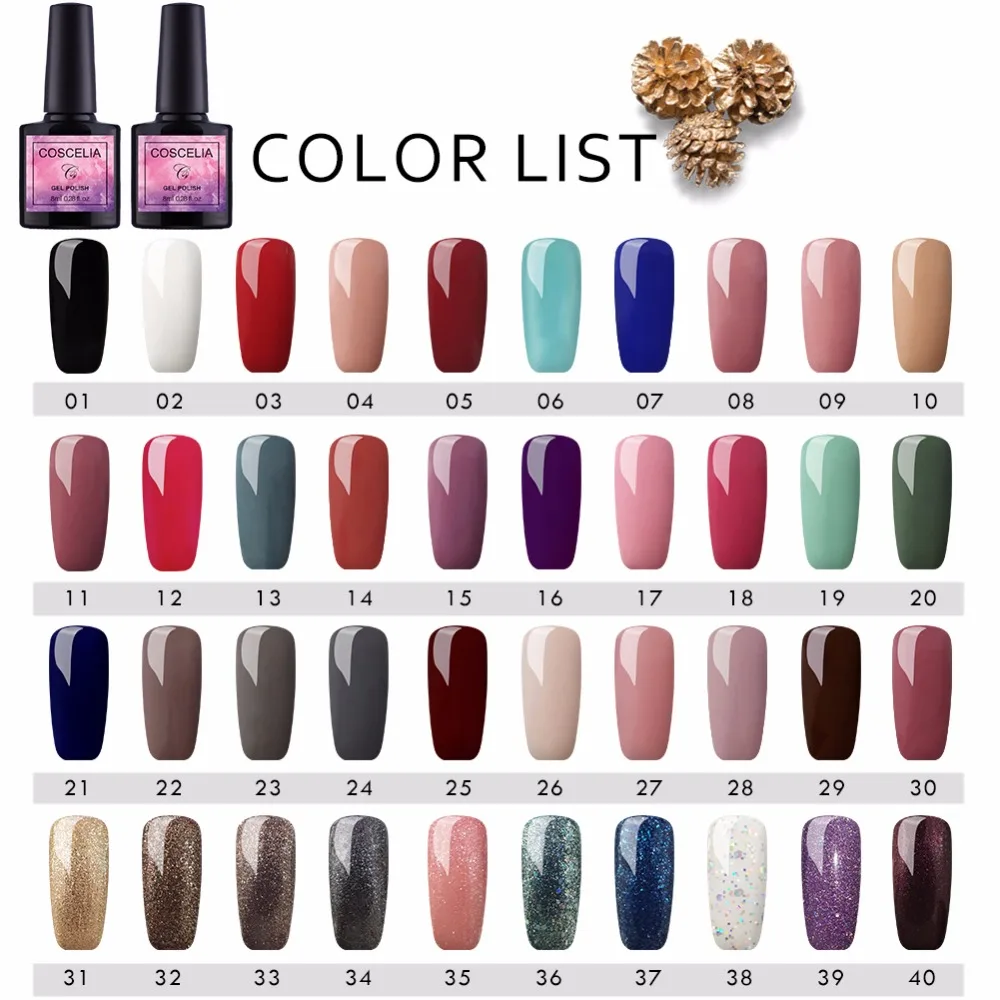 

40 Color/Set Permanent UV Gel Nail Polish For Nail Art Long Lasting Gel Polish Lacquer Colorful Nail Varnishes Pedicure Tool