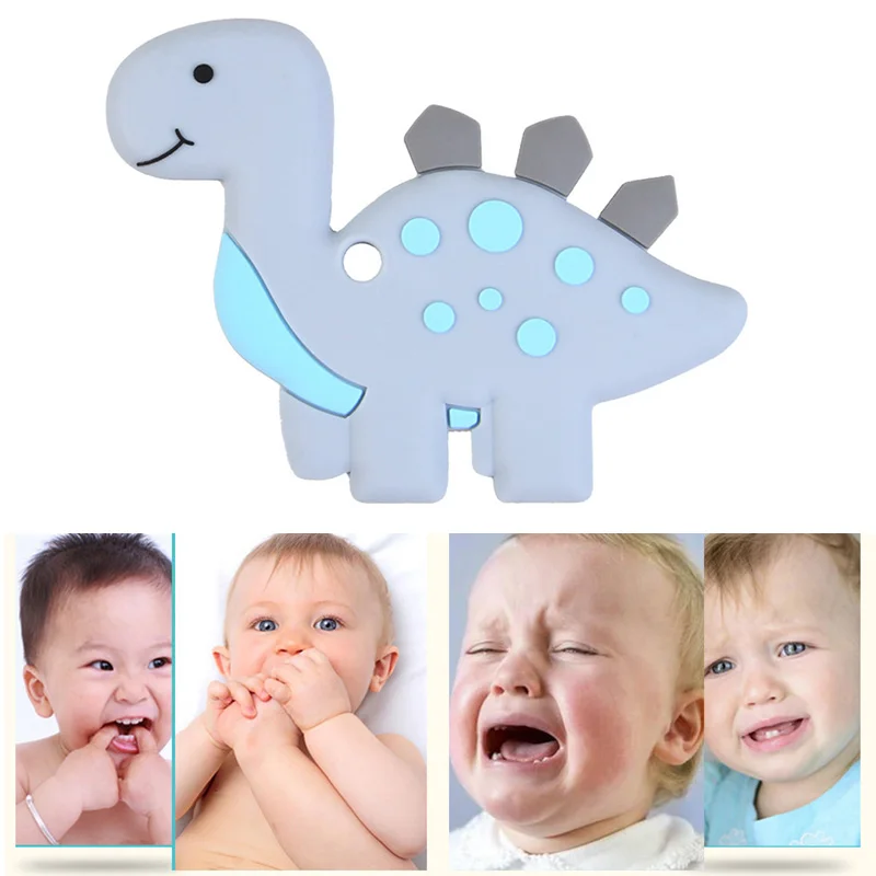 Baby Teething Toy Food Grade Soft Silicone Cartoon Dinosaur Shape