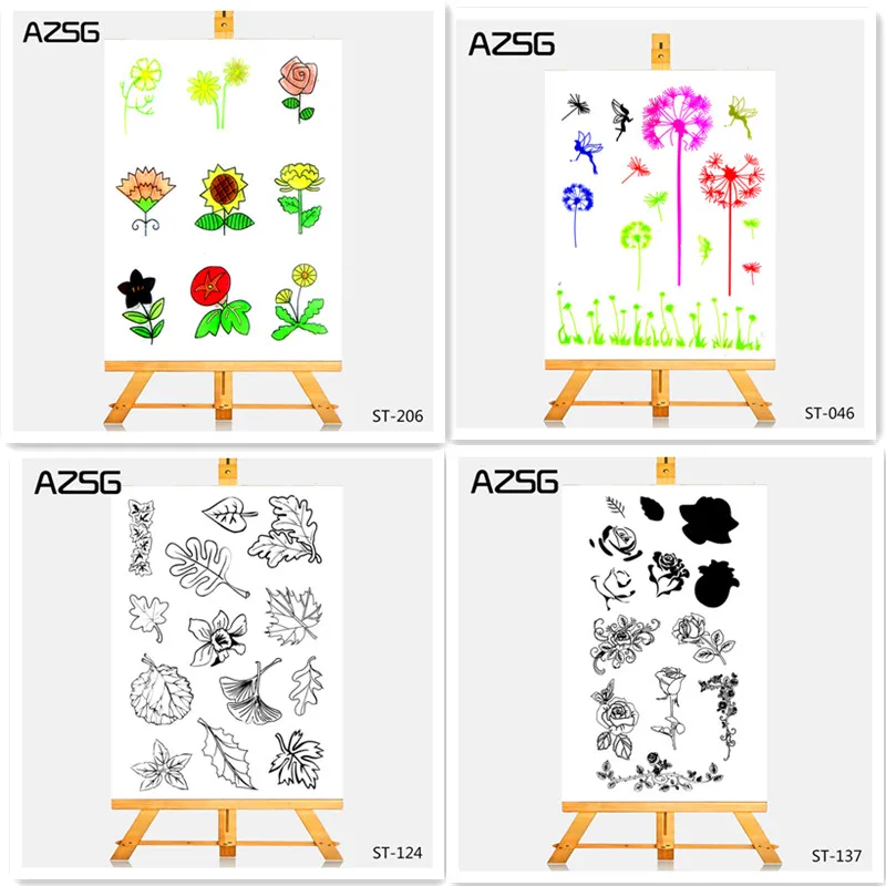 

AZSG Leaves and Grass Stamps for Scrapbooking Transparent Silicone Rubber Seal DIY Photo Album Decorative Card Chapter 11*16cm