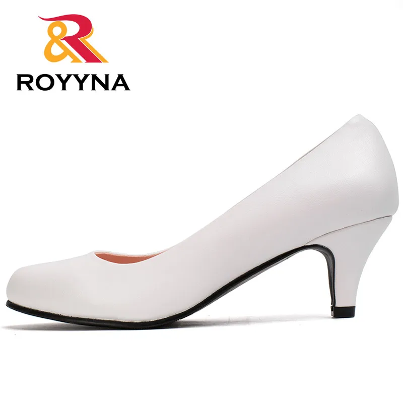 ROYYNA/; сезон весна-осень; новые стильные туфли-лодочки; женская модная пикантная мягкая разноцветная женская обувь с круглым носком; ; большие размеры - Цвет: WHITE