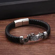 Vintage Diy trenza motocicleta deportiva pulseras de colgantes brazalete único cuero genuino hombres pulseras brazaletes de moda