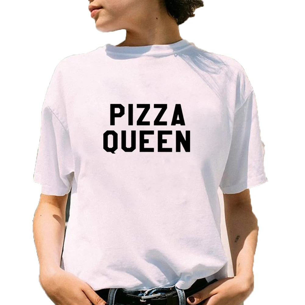 Pizza Queen T Shirt Women Funny Short Sleeve O neck Cotton Tee Shirt