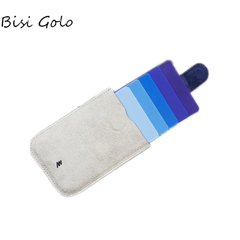 

BISI GORO Cascading Pullout Card Case Bright Gradient Smart Card Package Men and Women Thin Wallet Casual Credit Card Holder