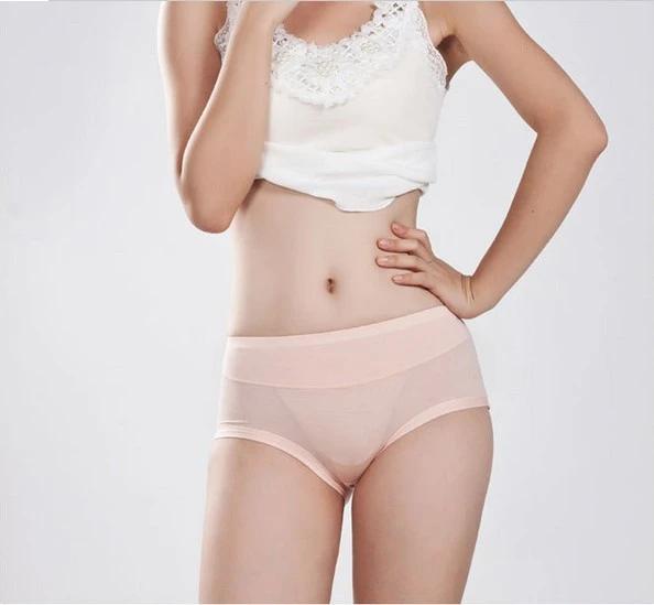 Ruffles Lace Bamboo Underwear Woman High Waist Middle-aged Mother