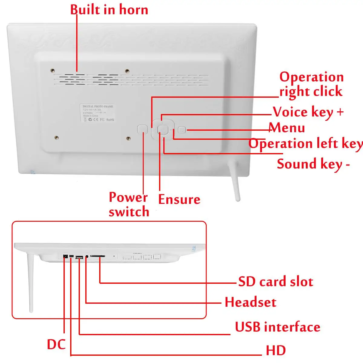  13'' 1080P HD Digital Photo LED Frame Picture MP4 Movie Player Clock Calendar with Package Gift for - 33021128857