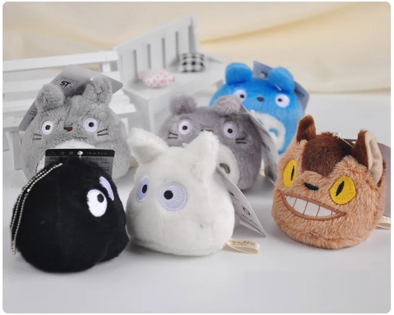 Japan Anime My Neighbour Totoro Plush Dolls Hayao Miyazaki Totoro Bus Cat Spirited Away Coal Briquette Plush Toys 6pcslot 7cm (3)