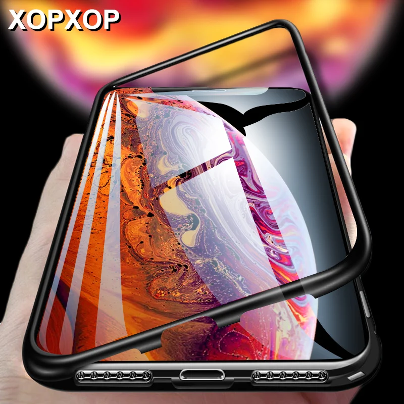 Magnetic Adsorption Metal Case For On iPhone X XR XS MAX Back Magnet Cover For iPhone 6 6s 7 8 Plus Full Protection Case Coque