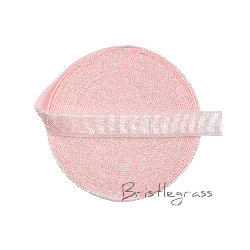 BRISTLEGRASS 5 ярдов 3/" 10 мм цельный спандекс атласная лента блестящая не откидывающаяся резинка повязка на голову бюстгальтер ремень платье кружевная отделка DIY шитье - Цвет: Powder Pink
