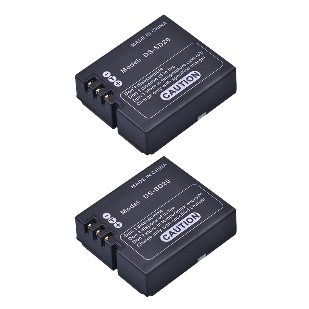 2Pcs DS-SD20 SD20 DS SD20 Batteries for AEE Magicam SD18 SD19 SD20 SD21 SD22 SD23 SD30 Rollei 3S Action Sports Cameras